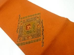 縮緬地菱に草花模様名古屋帯